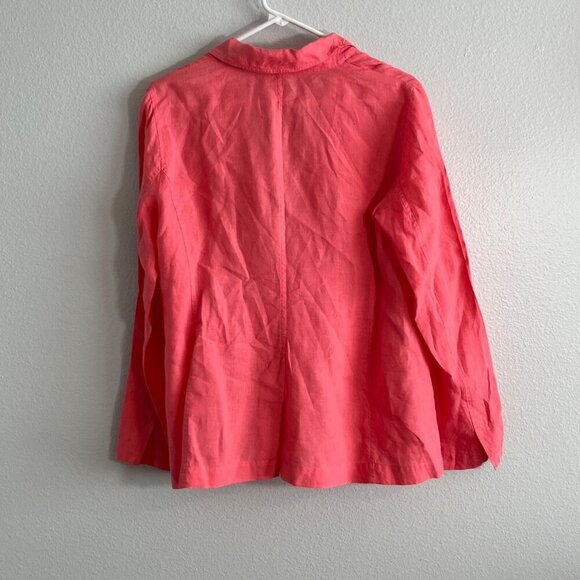 Eileen Fisher Pink Linen Blazer One Button‎ Pockets Lightweight Size Small - Picture 6 of 9